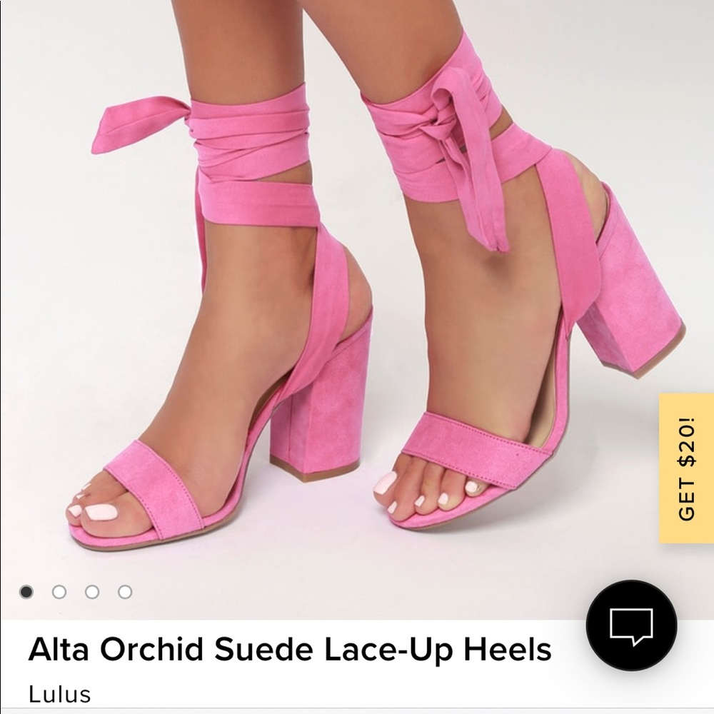 Alta Orchid Suede Lace-Up Heels Lulu’s